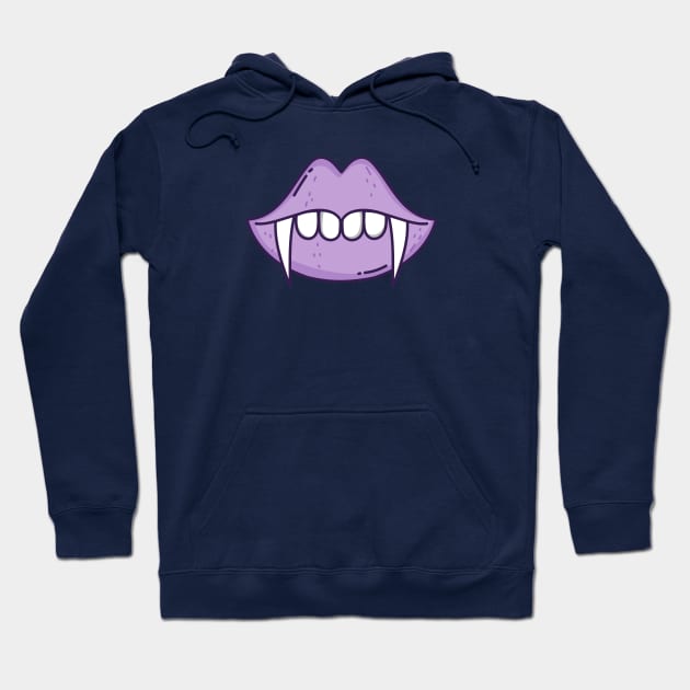 Cute Vampire Fangs Cartoon Hoodie by From Mars